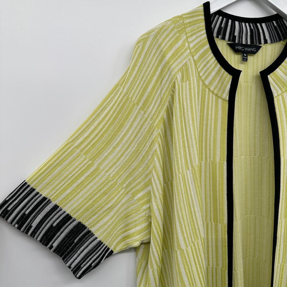 Ming Wang Cardigan Sweater Jacket Size 1X Stretch Knit Open Front Half Sleeve - Picture 6 of 12